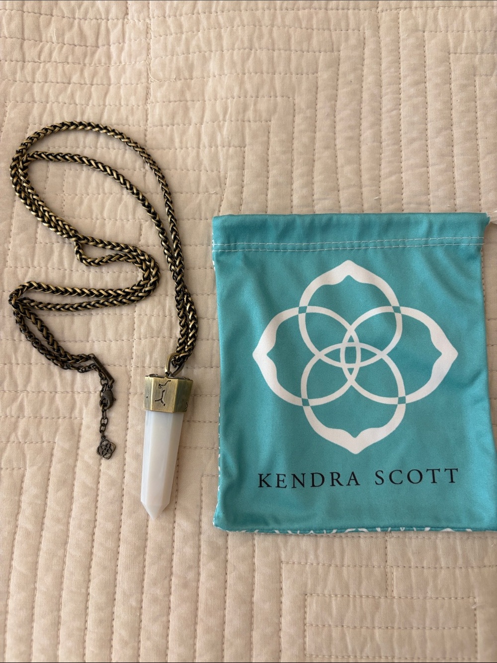 Kendra Scott White Stone Pendant Necklace